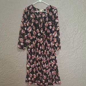 Indigo Rose Wome's Floral Midi Dress in Black and Pink Size PM